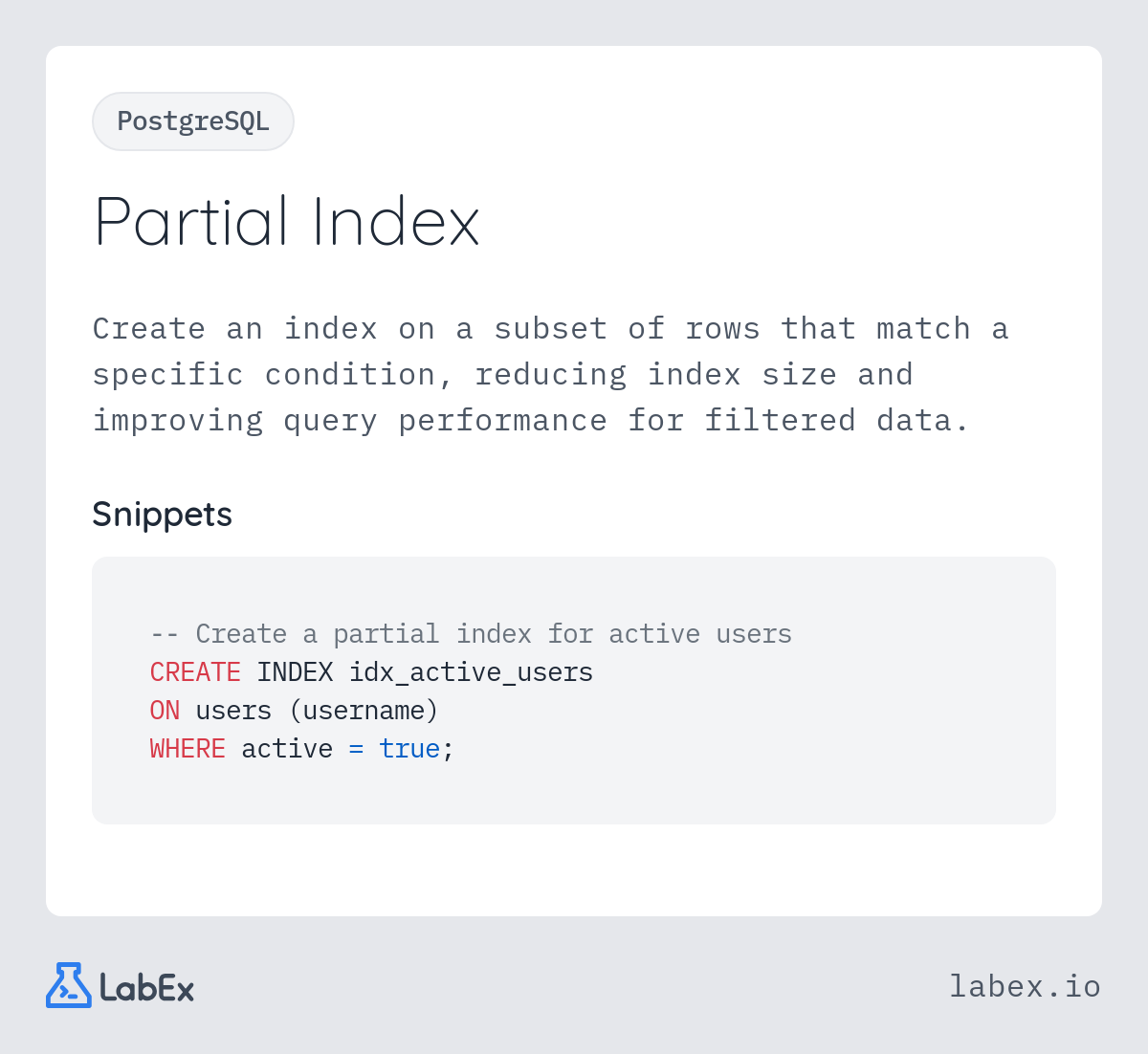 Partial Index programming concept visualization