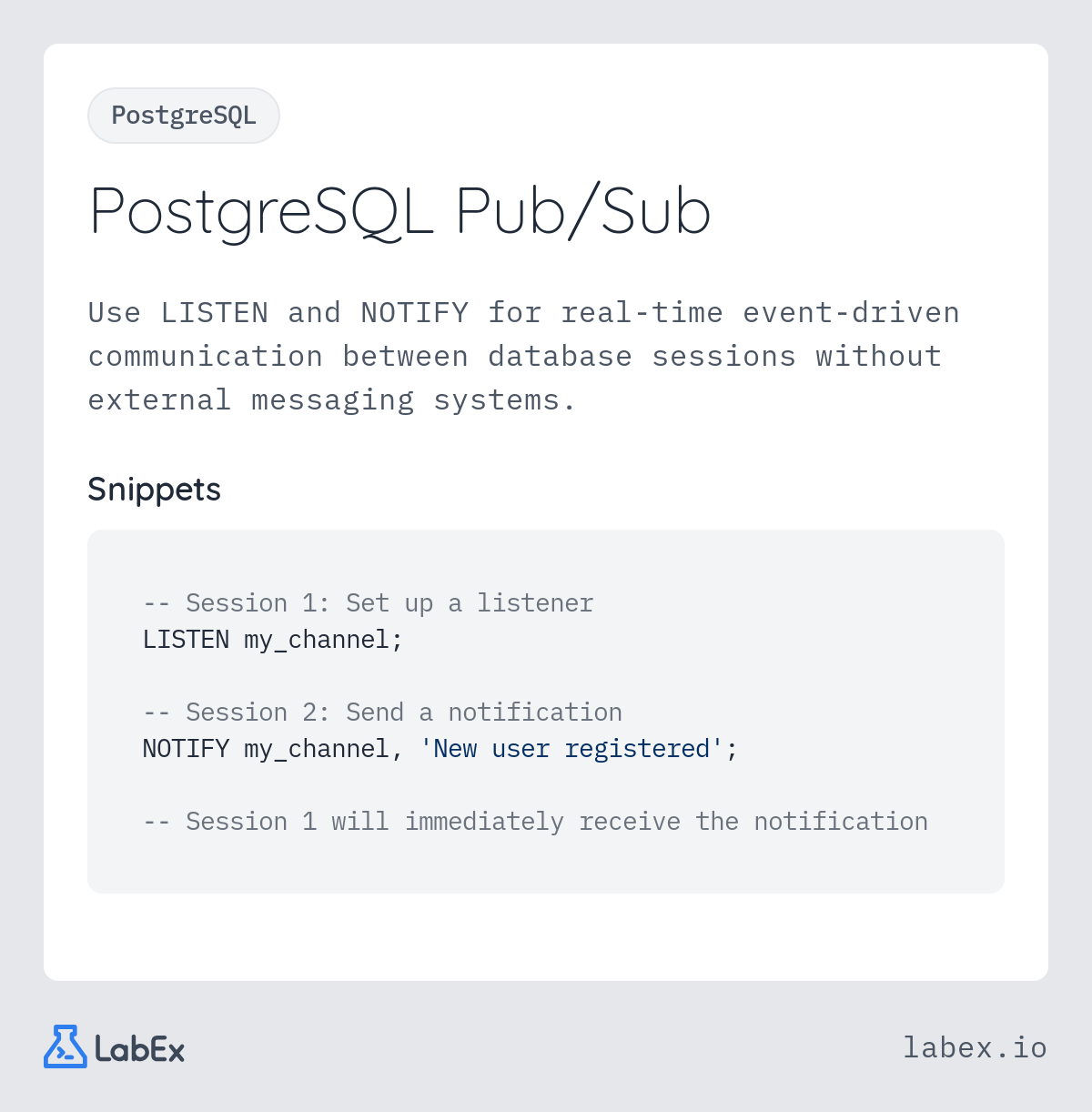 PostgreSQL Pub/Sub programming concept visualization