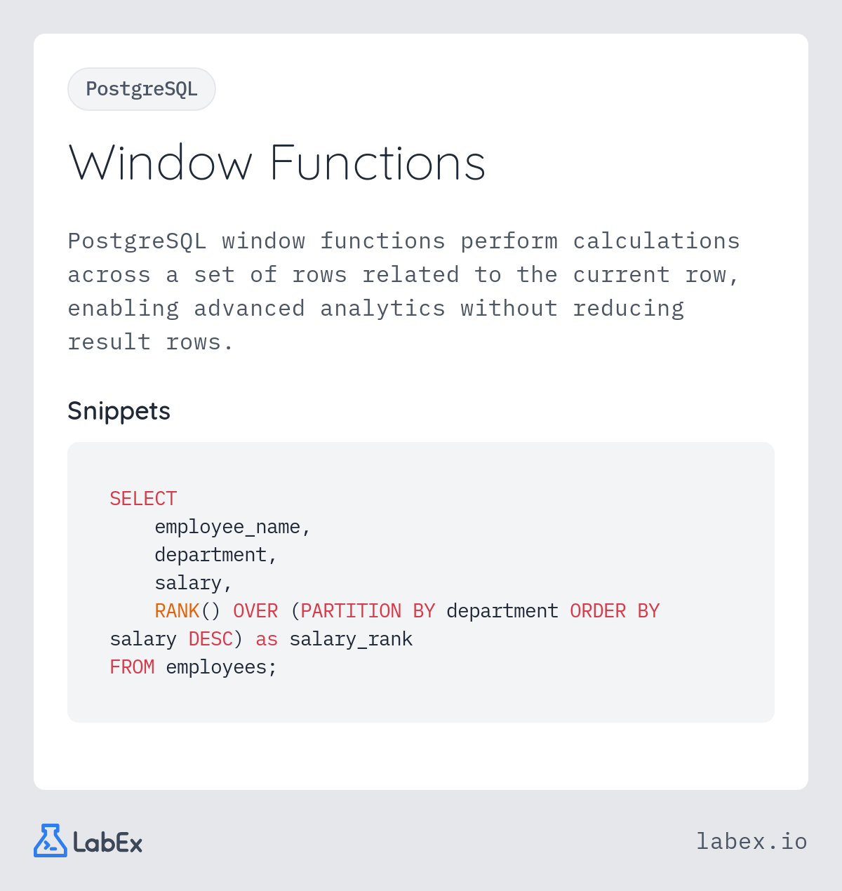 Window Functions programming concept visualization