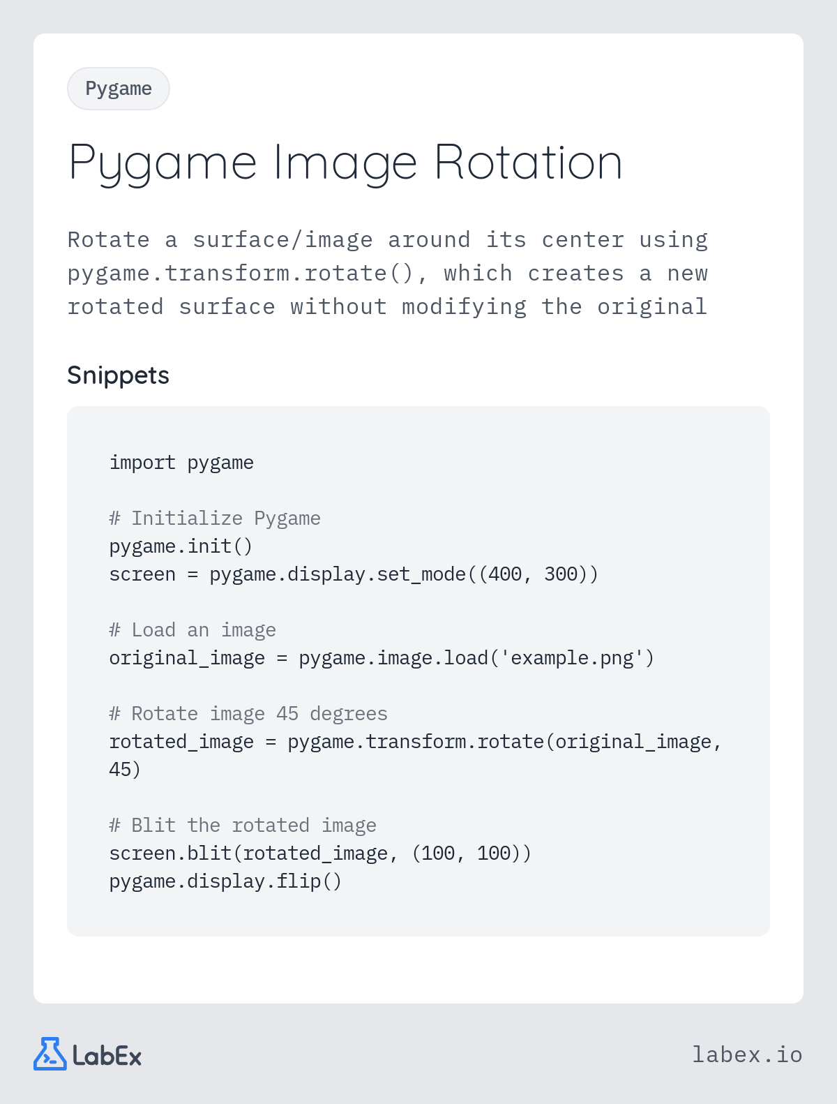 Pygame Image Rotation programming concept visualization