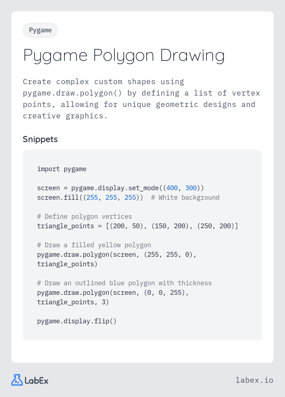 Pygame Polygon Drawing programming concept visualization