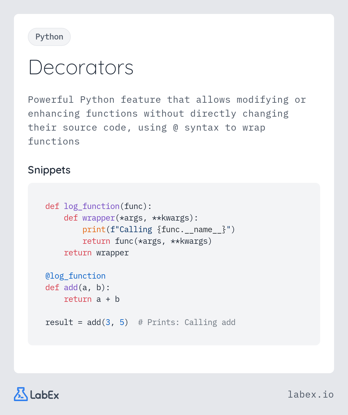 Decorators programming concept visualization