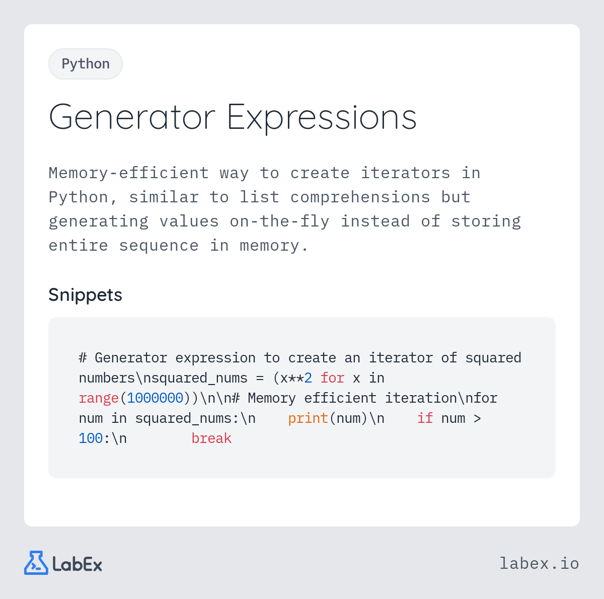 Generator Expressions programming concept visualization