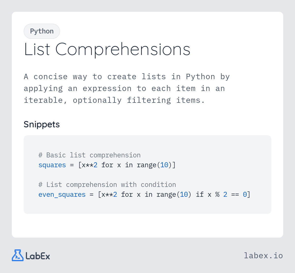 List Comprehensions programming concept visualization