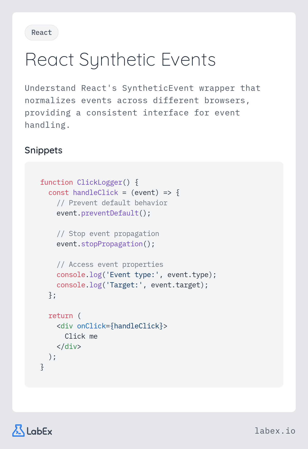 React Synthetic Events programming concept visualization