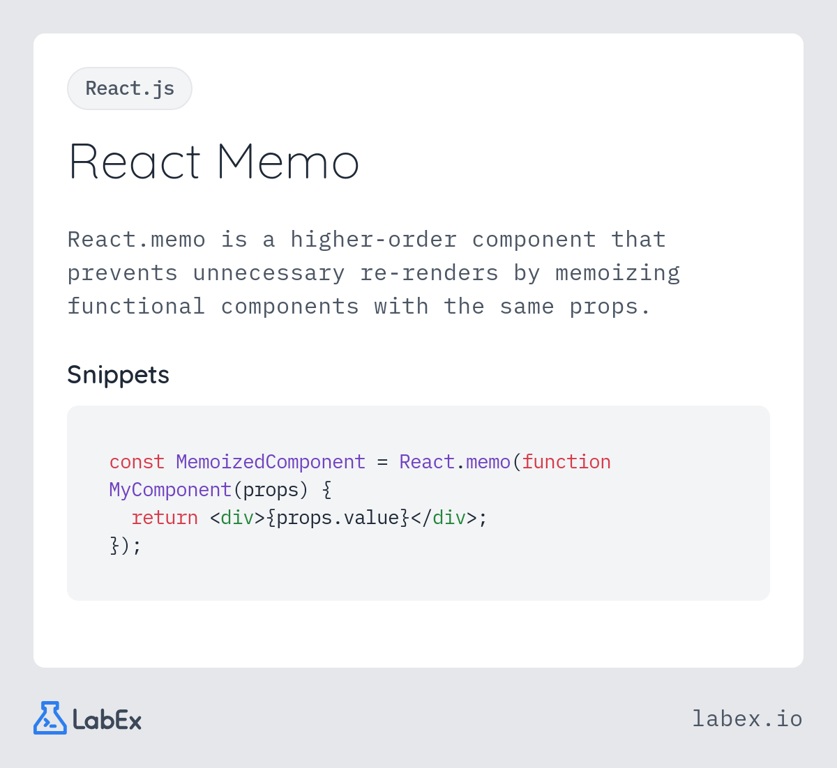 React Memo programming concept visualization