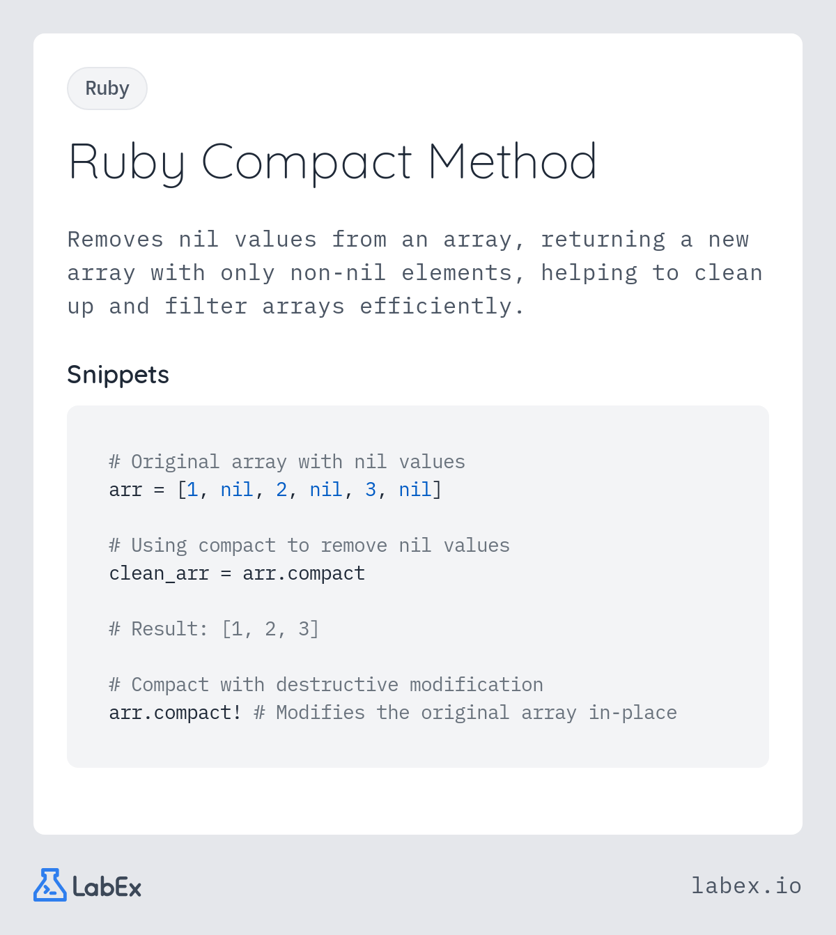 Ruby Compact Method programming concept visualization