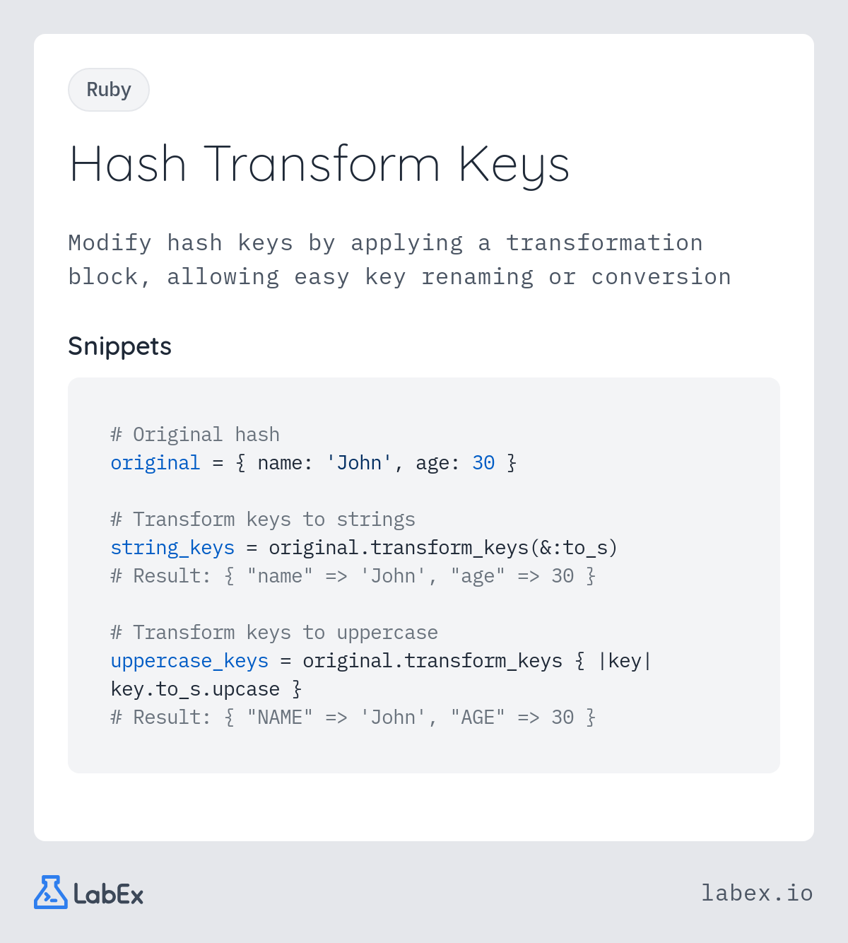 Hash Transform Keys programming concept visualization