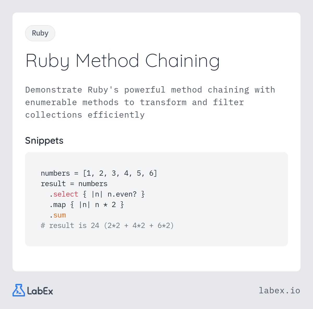 Ruby Method Chaining programming concept visualization