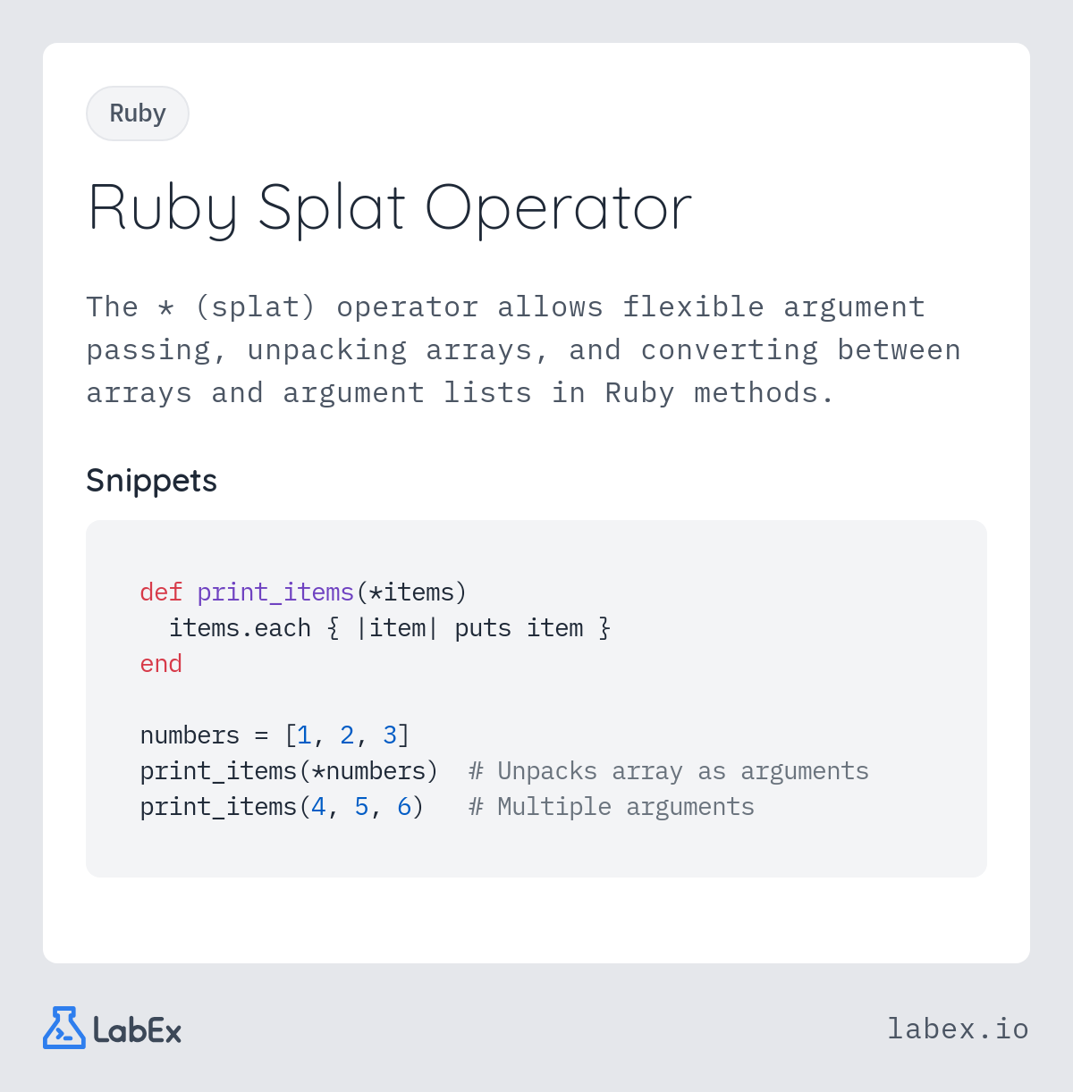 Ruby Splat Operator programming concept visualization