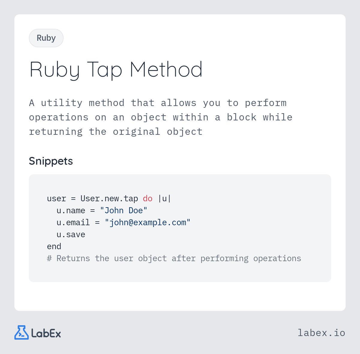 Ruby Tap Method programming concept visualization