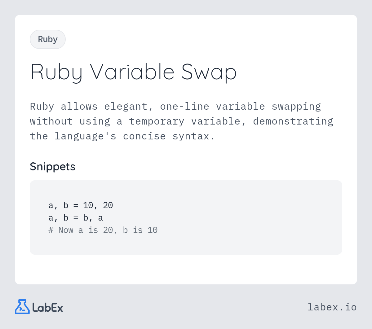 Ruby Variable Swap programming concept visualization