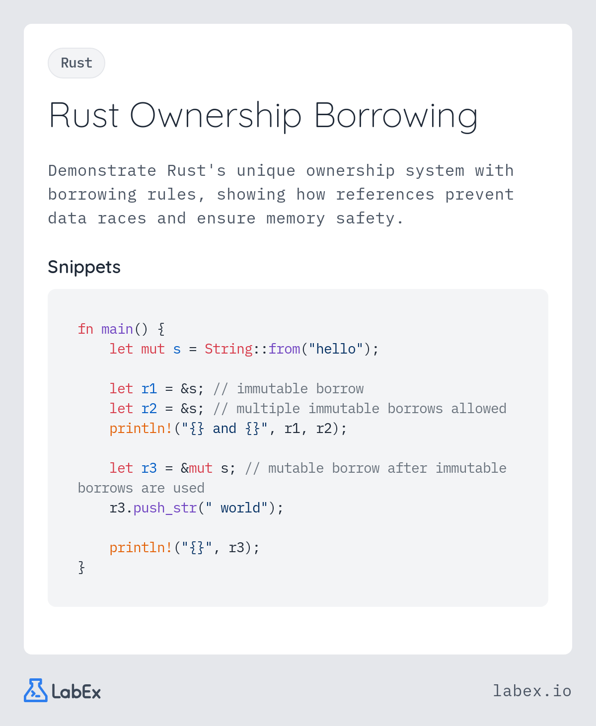 Rust Ownership Borrowing programming concept visualization