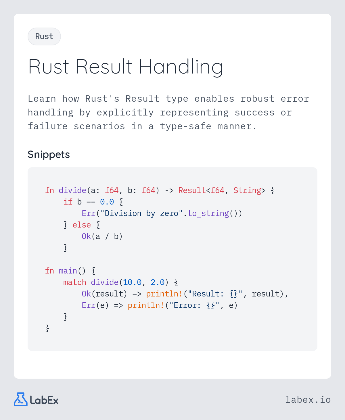 Rust Result Handling programming concept visualization