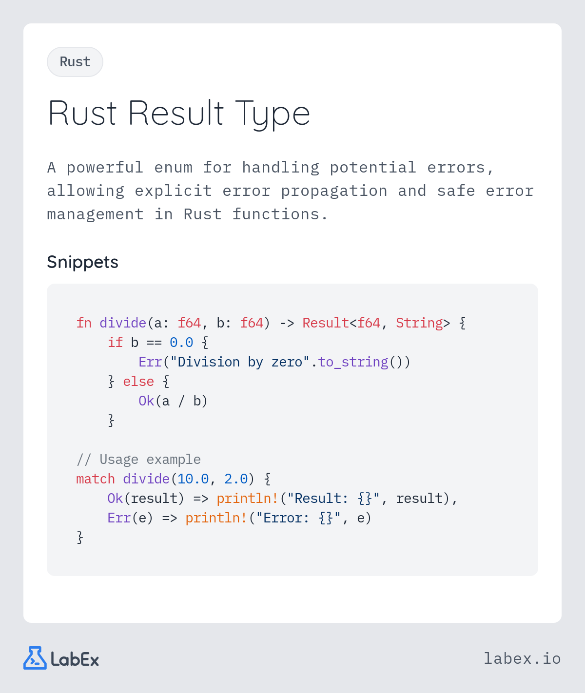 Rust Result Type programming concept visualization