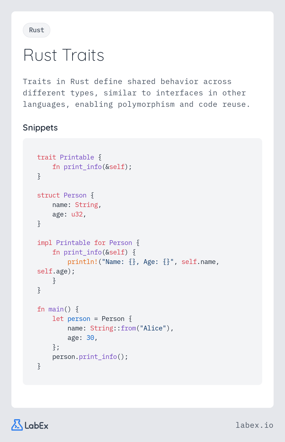 Rust Traits programming concept visualization