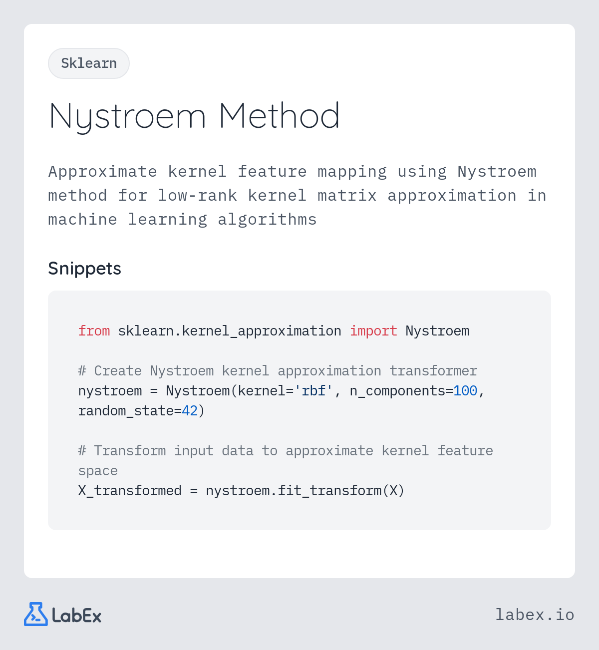 Nystroem Method programming concept visualization